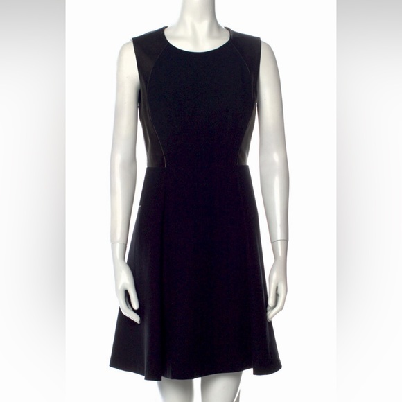 Rebecca Taylor Genuine Leather Black Fit and Flare Dress Size 4 - Picture 1 of 3